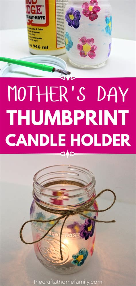 Thumbprint Flower Candle Holder Mothers Day Diy Diy Mothers Day