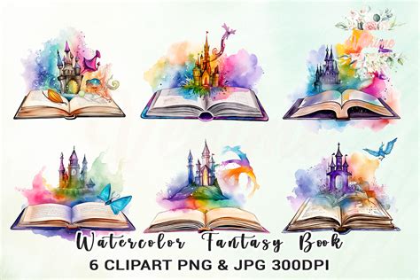 Watercolor Fantasy Book Clipart Gr Fico Por Venime Creative Fabrica