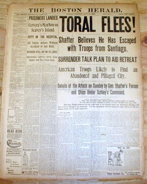 7 1898 Spanish American War Newspapers Headlines Naval Battle Santiago De Cuba Ebay