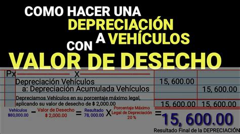 COMO HACER UNA DEPRECIACIÓN A VEHICULOS CON VALOR DE DESECHO O RESIDUAL