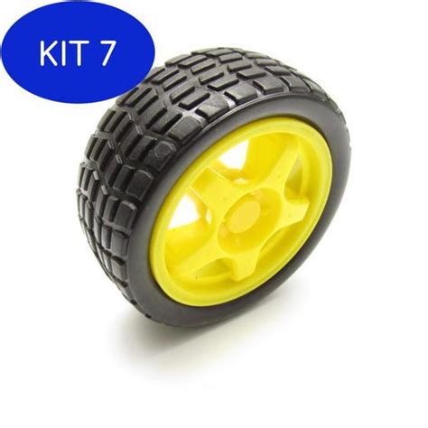 Kit 7 Roda Pneu 65Mm P Robótica Arduino Mj Chave de Roda