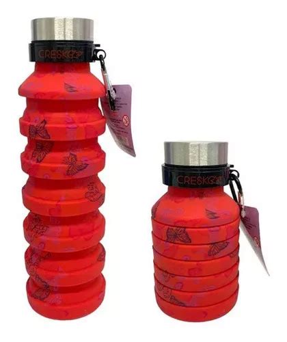 Botella De Silicona Plegable Flexible 550ml 30cm Cresko Color Rojo