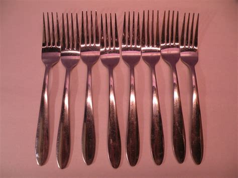 Set Of 8 MOONCREST Dinner Forks Oneida Stainless Flatware 8 GE1 EBay