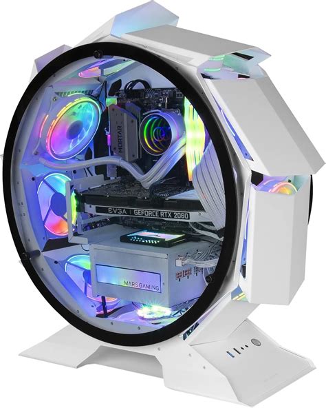 Mars Gaming MCORB White Micro ATX XL Gaming PC Case With Circular