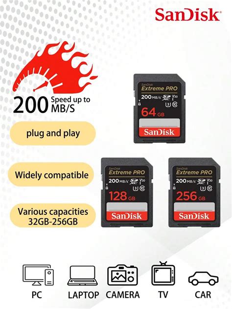 SanDisk SD Card Extreme PRO 256G 128G 64G 32G U3 4k Read Up To 200MB S