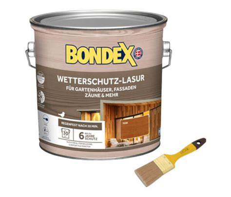 Bondex Wetterschutz Lasur 2 5 L Inkl Flachpinsel Teak Von Tchibo