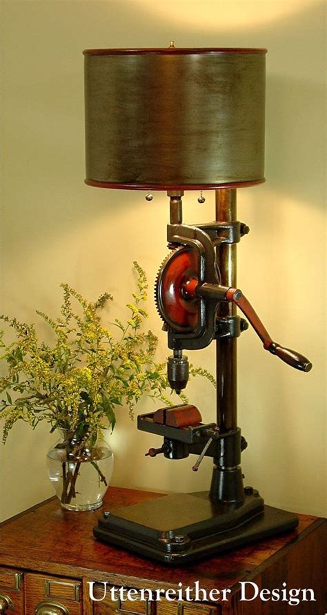 Vintage Industrial Drill Press Table Lamp Original Design