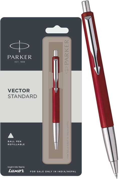 Amazon Parker Vector Standard Chrome Trim Ball Pen Red Body