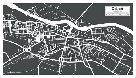 Osijek Croatia City Map in Black and White Color in Retro Style ...