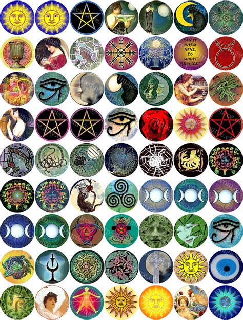 Wiccan Symbols Printable, Pagan, Majick, 1 Inch Circles, Pendant Images, Digital Collage Sheet ...