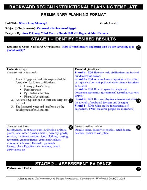 Backward Design For Kindergarten 4