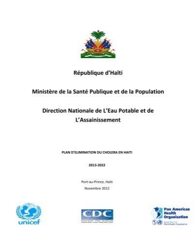 Plan d élimination du Choléra en Haïti 2013 2022 MSPP