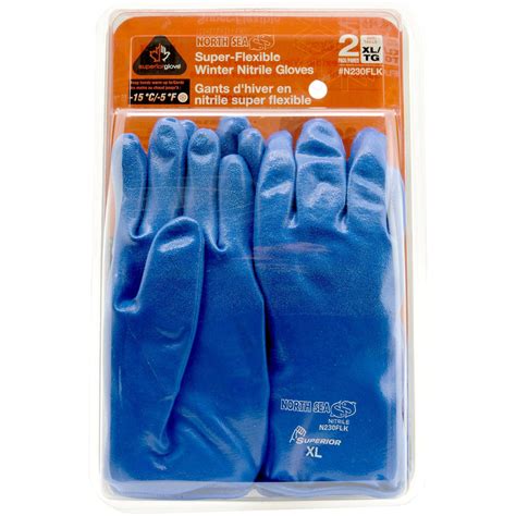 North Sea Blue Nitrile Work Gloves Mens Xl 2 Pack All Weather