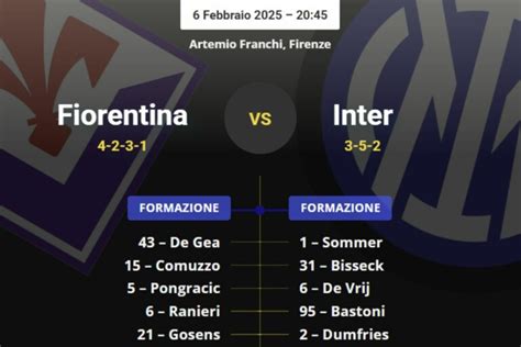 Le Formazioni Ufficiali Di Fiorentina Inter Tre Cambi Per Inzaghi