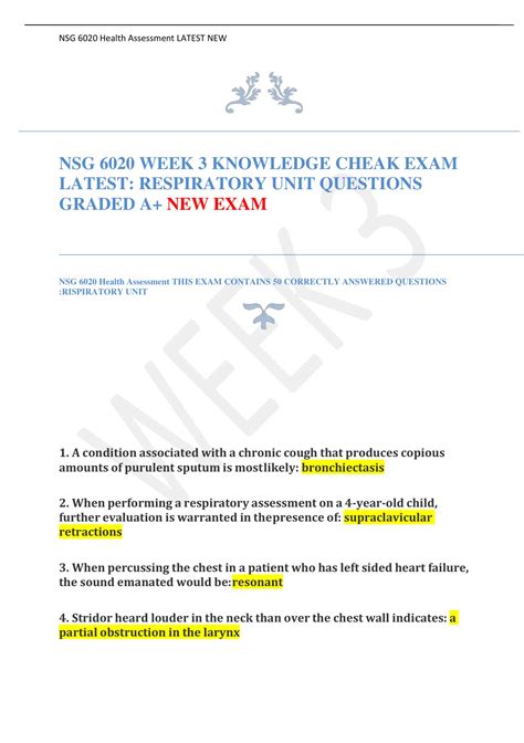 Nsg Health Assessment New Midterm Final Knowledge Test And