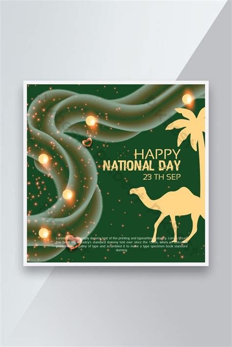 Saudi National Day Yellow Green Banner | AI Free Download - Pikbest