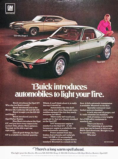 1969 Buick Opel GT & GS 400 Genuine Vintage Ad