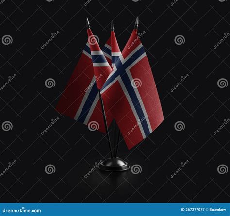 Small National Flags Of The Norway On A Black Background Stock Image Image Of Norway Flags