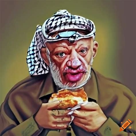 Cartoon Of Yasser Arafat Eating An Enchilada On Craiyon