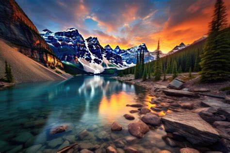 Premium Photo Lake Louise At Sunset Banff National Park Alberta