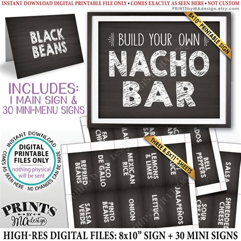 Nacho Bar Sign & Labels, Nacho Average Mexican Food, Build Your Own Nachos Station, PRINTABLE ...