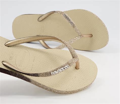 Havaianas Slim Sparkle Ii Flip Flops Sand Grey Womens Sandals