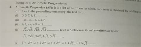 Examples of Arithmetic Progressions: - Arithmetic Progression (AP): It is..