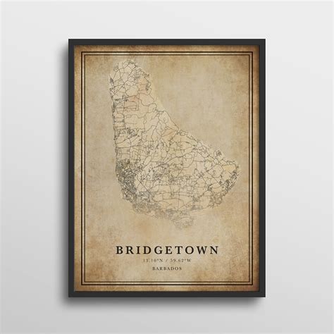 Bridgetown Map Barbados Bridgetown Map Print Bridgetown Map - Etsy