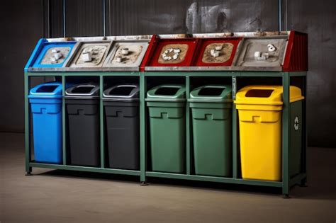 Premium AI Image | Selective collection of garbage colored containers ...