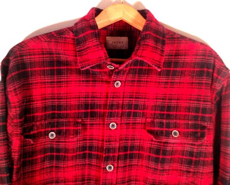 Jachs Xl Men S Heavy Flannel Shirt Red Black Plaid Lo Gem