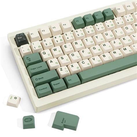 Buy 130 Keys MDA Keycaps Set, Green Japanese Keycaps PBT Keycaps, Dye ...