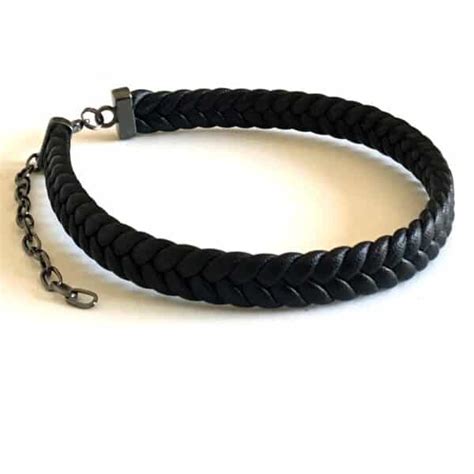 Bracelet de cheville tressé en cuir noir pour homme Ninanina