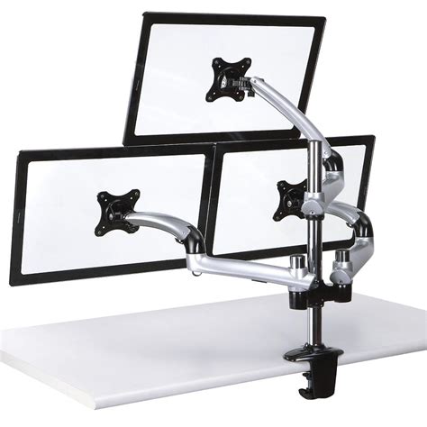 Triple Monitor Desk Mount w/ Spring Arms Silver