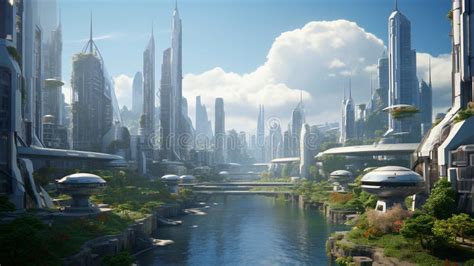 Futuristic Smart City Concept Illustration Stock Illustration - Illustration of architecture ...