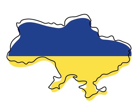 Premium Vector | Stylized outline map of ukraine with national flag ...