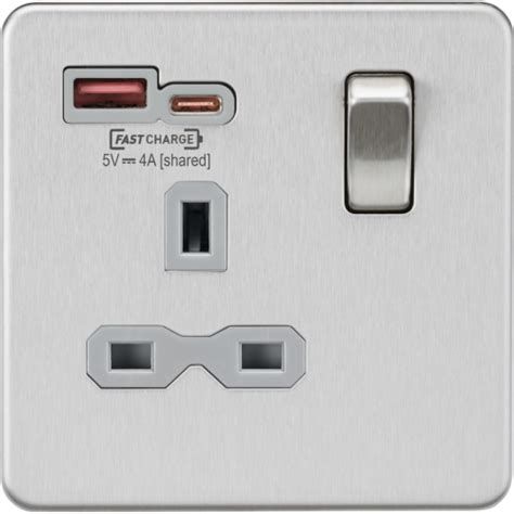 Knightsbridge A G Switched Socket With Dual Usb Fastcharge A C