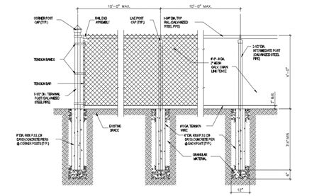 DWG File for Chain Link Fence Installation & Section Layout