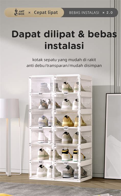 Jual Antbox Rak Lemari Sepatu Susun Kotak Sepatu Clear White