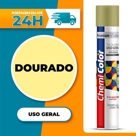 Tinta Spray Baston Uso Geral Dourado 250ml Shopee Brasil