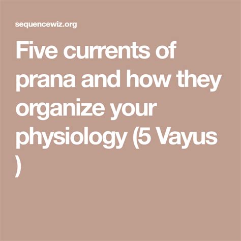 Five Currents Of Prana And How They Organize Your Physiology 5 Vayus