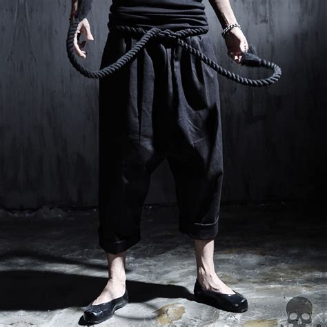 2017 Fashion Hiphop Male Cropped Pants Loose Rough Waist Rope Harem Pants Wide Leg Casual