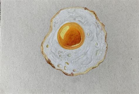 Fried egg, me, colored pencil, 2019 : r/Art