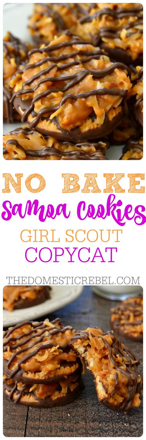 No Bake Samoa Cookies Girl Scout Copycat The Domestic Rebel