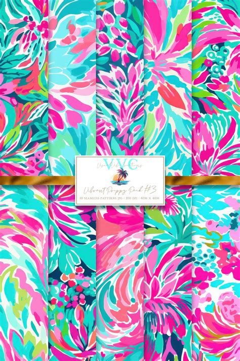 Vibrant Preppy Pack 3 Digital Paper 10 Seamless Beach Patterns For Printable Scrapbook Paper