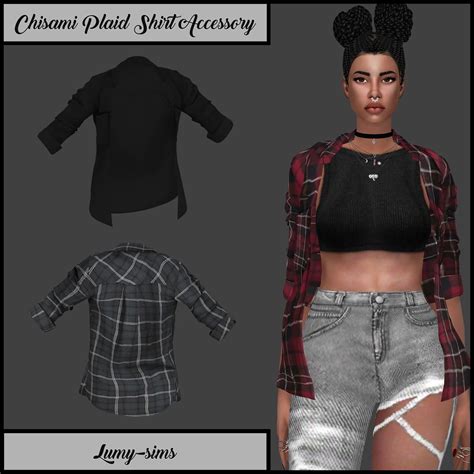 lumy-sims: Chisami Plaid Shirt Accessory DOWNLOAD | Sims 4, Sims, Sims ...