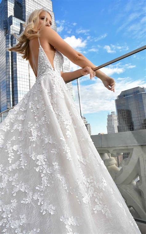 Backless Romantic A Line Wedding Dress With 3d Floral Detail Martina Liana Wedding Dresses