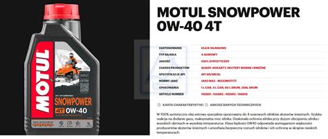 Olej Silnikowy Syntetyk Motul 0W 40 4L Zimowy Snowpower MOTOROWKI PL