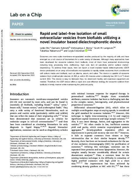 (PDF) Rapid and label-free isolation of small extracellular vesicles ... 