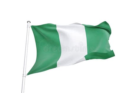 Nigeria Flag Waving With Sky On Background Realistic 3d Illustration