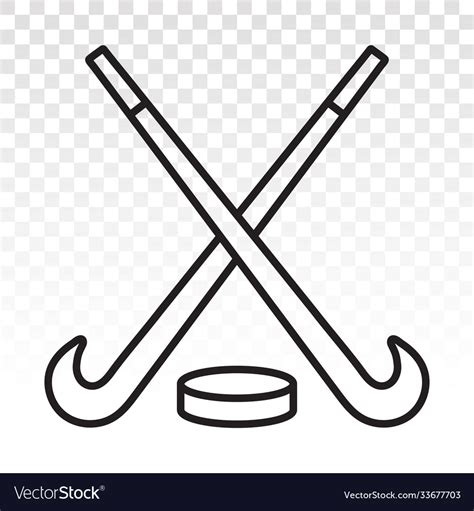 Hockey stick with puck line art icon for apps Vector Image